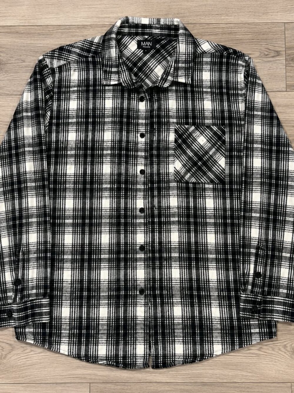 Black and White Striped Flannel Shacket